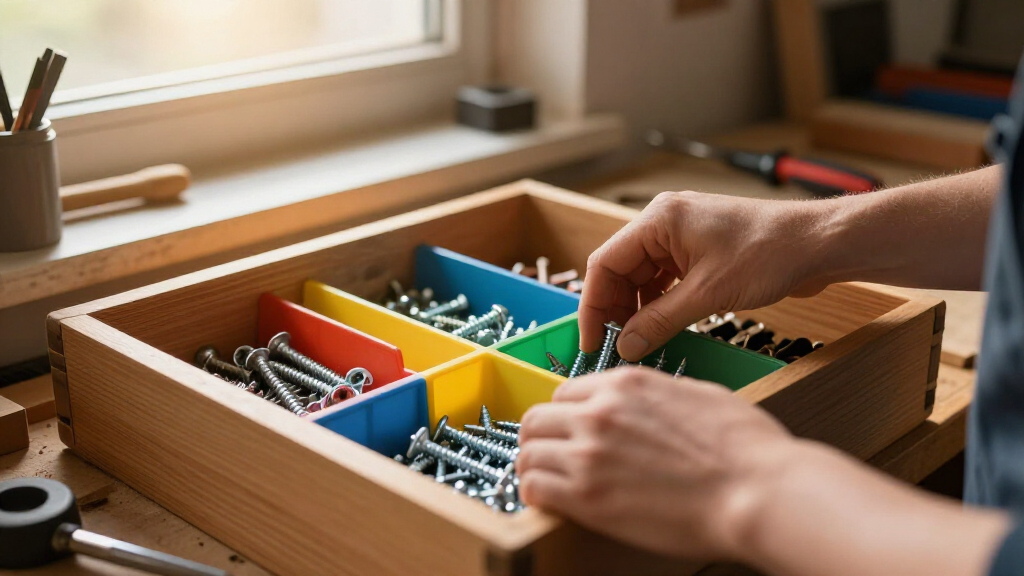 Organizing Small Parts in Drawer Dividers for a Cleaner Workshop